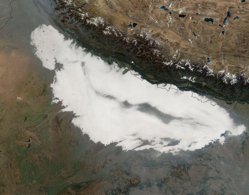Fog holes over northern India in 2016.